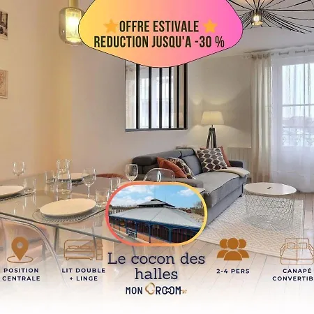 Le Cocon Des Halles * Ideal Couple / Amis Ou Solo * Wifi * Elegance * Pieds Des Halles * 2 Lits
